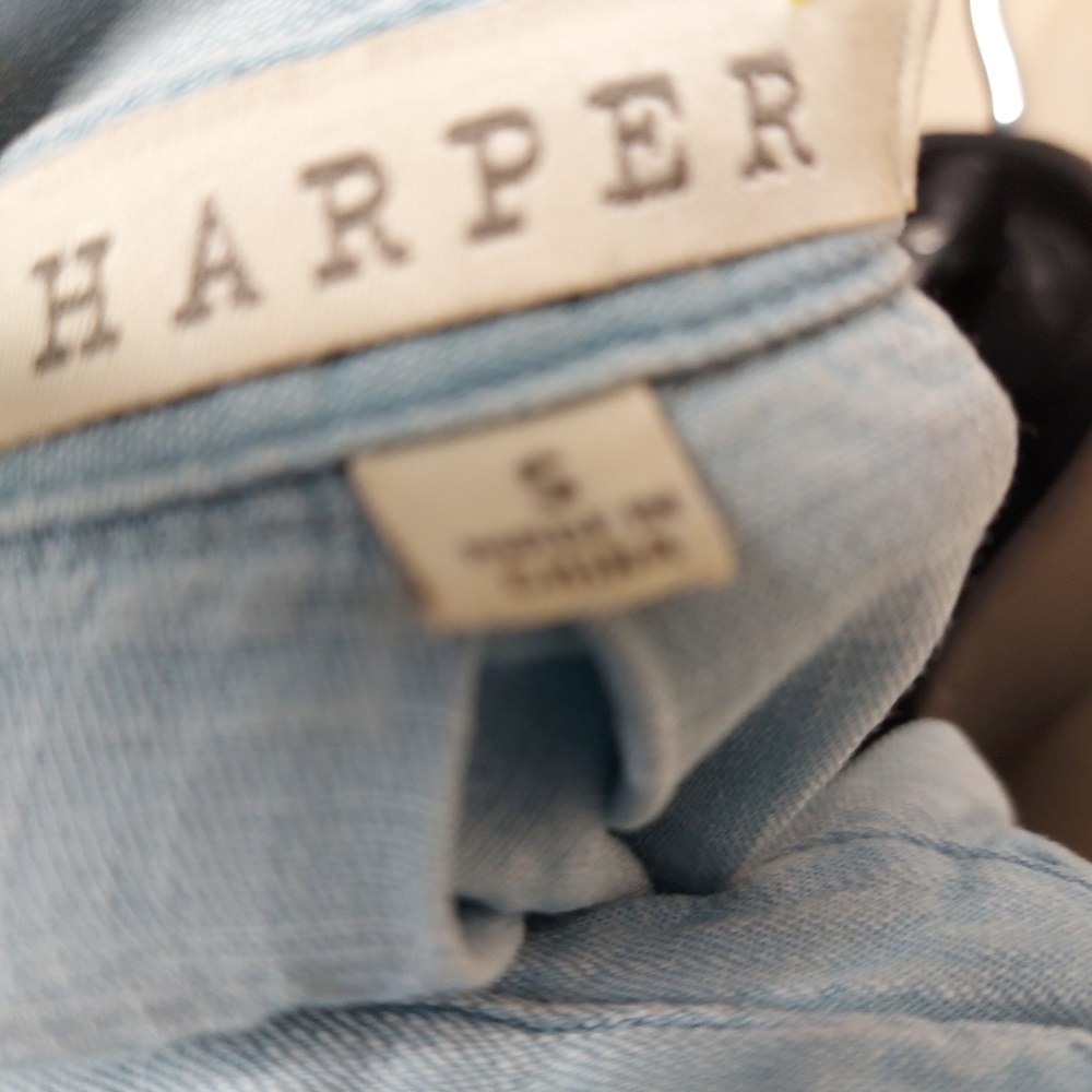 Harper raw hem button up split back shirt - Picture 5 of 5